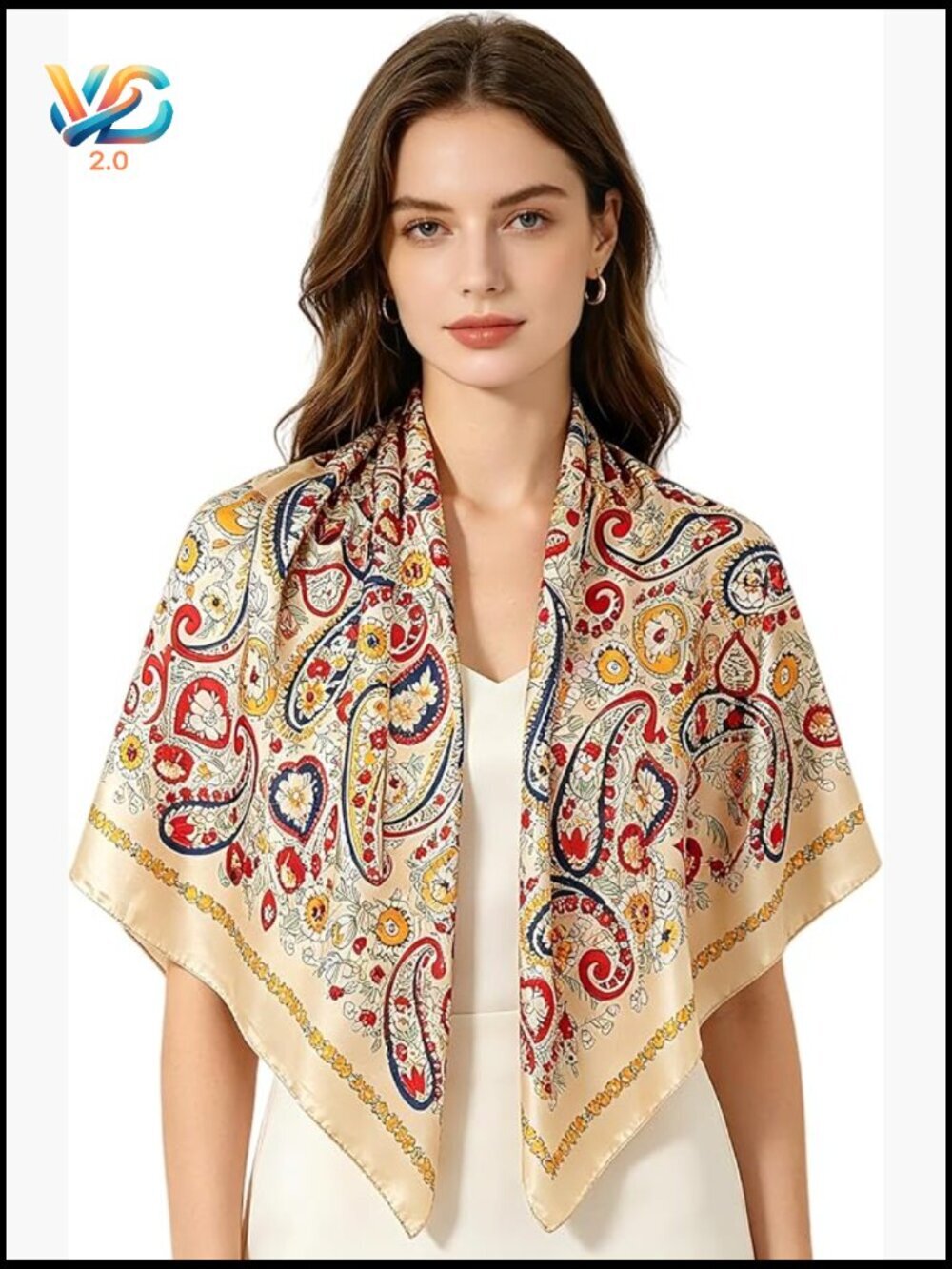 Large Satin Square Scarf Versatile Head Wrap Neck Scarf Printed Accessory